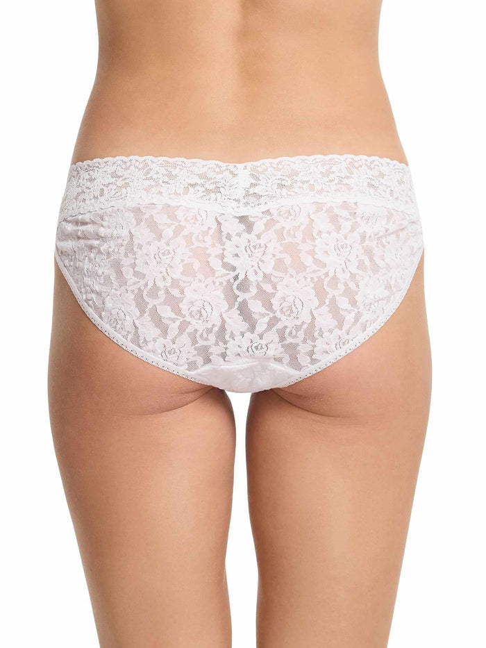 Signature Lace® V-Kini White - Back View, Sheer Floral Lace Coverage | Hanky Panky