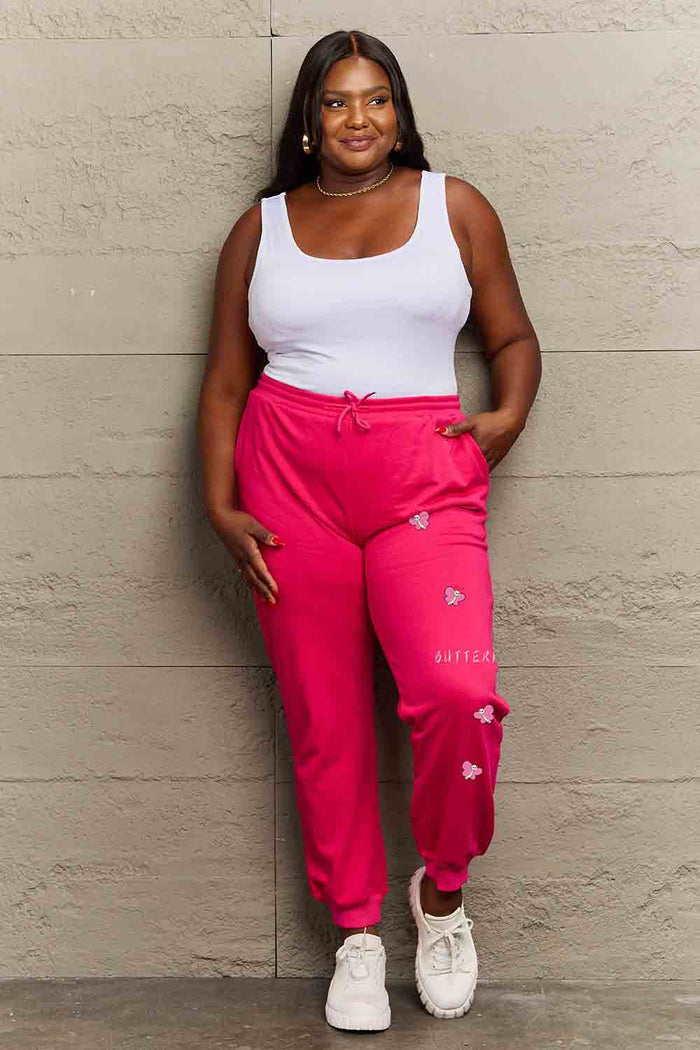 Simply Love Full Size Drawstring BUTTERFLY Graphic Long Sweatpants