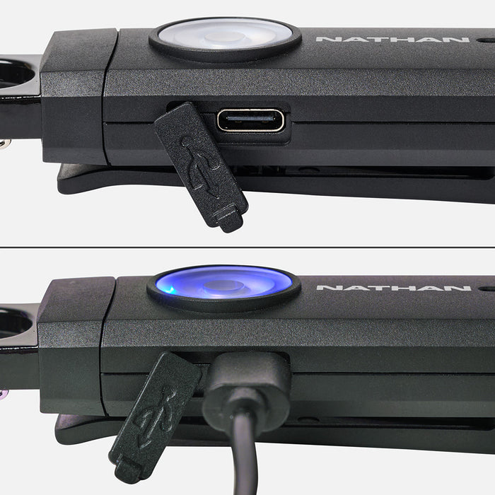 color:Black/Silver||seo:NATHAN Siren LED Alarm RX - USB-C Port Detail
