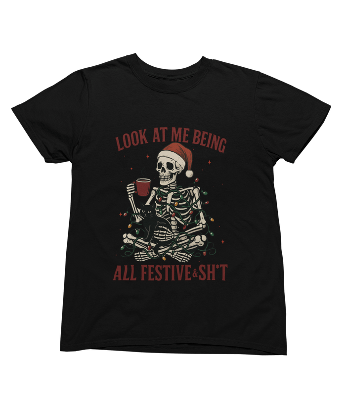 Skeleton Christmas Jumper – Funny Festive & Sh*t Sweatshirt T-Shirt / 3XL (Adult) / Black gift_idea unique_gift personalised_gift