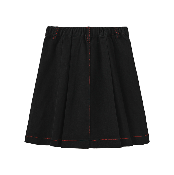 skirt denim pleated color stitch - black denim