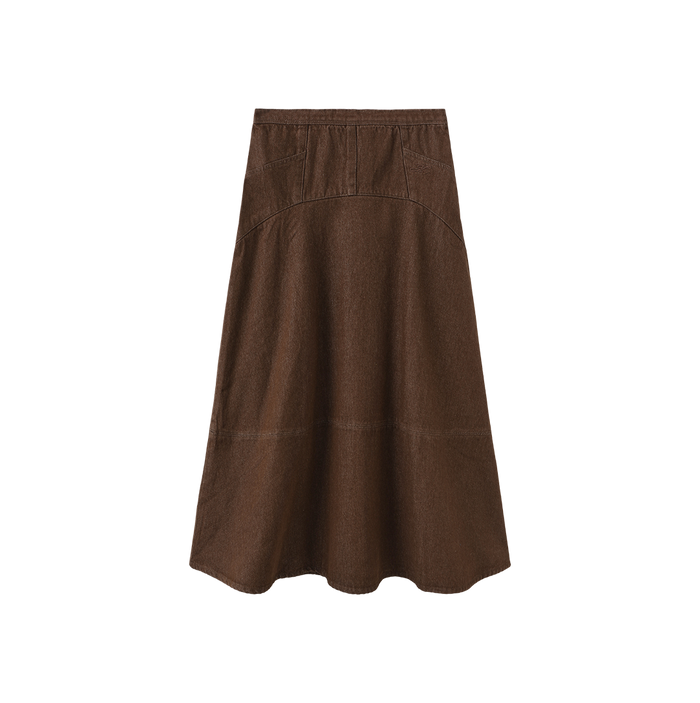 skirt denim yoke - brown