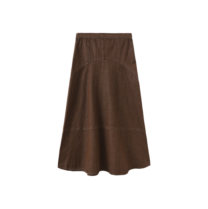 skirt denim yoke - brown