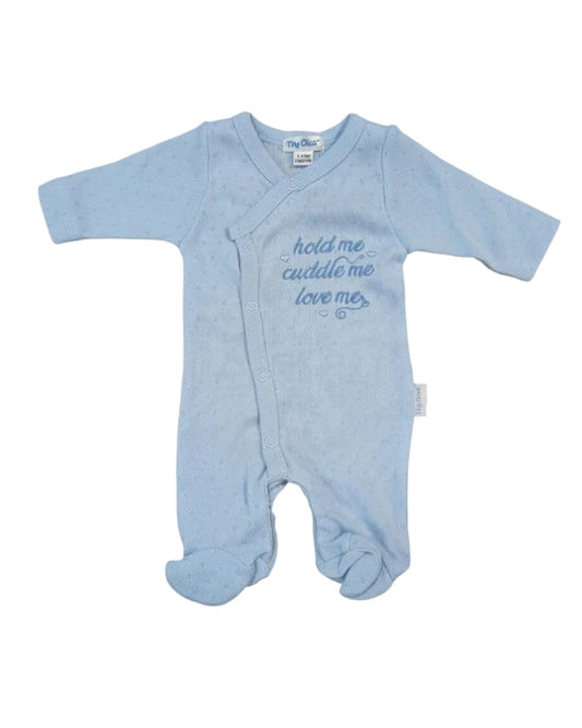 Sky Blue "Hold Me" All In One All In One Sleepsuit / Babygrow Tiny Chick