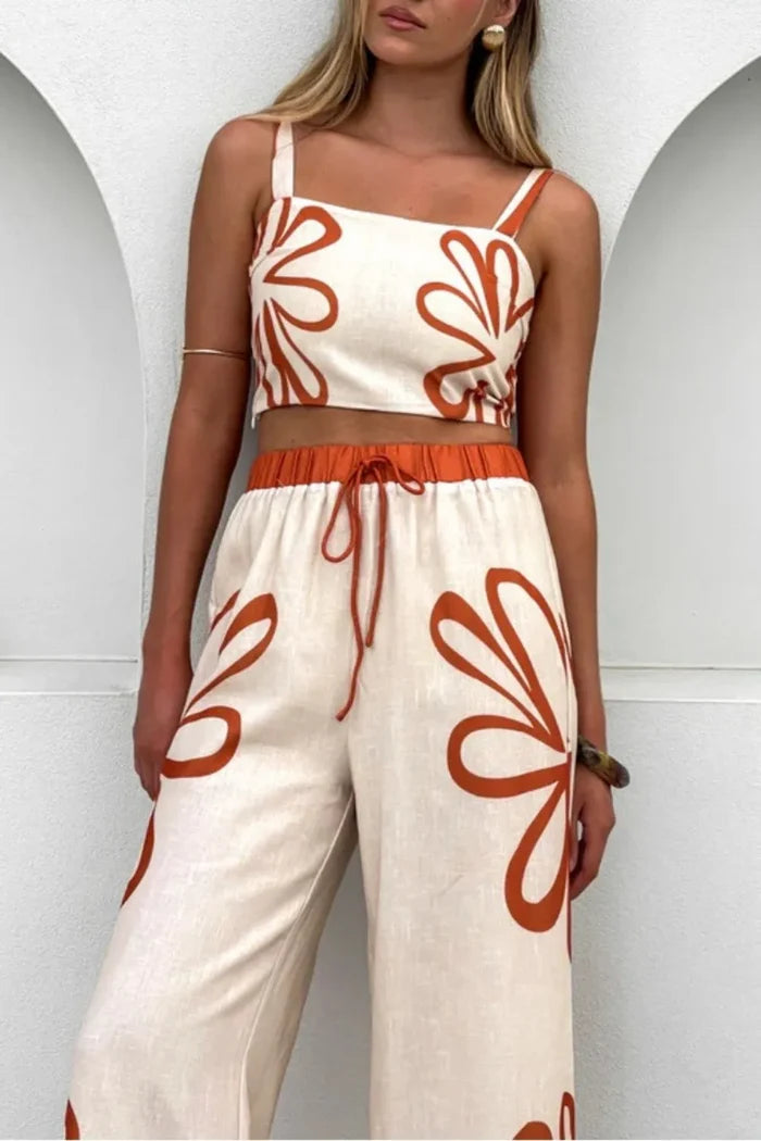 Smocked Square Neck Cami and Pants Set