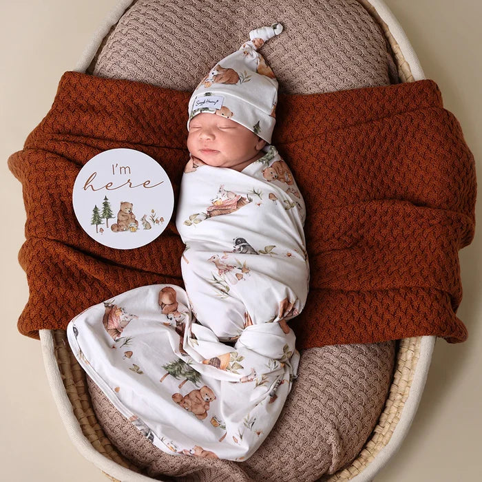Snuggle Hunny Baby Jersey Wrap & Beanie Set - Bear