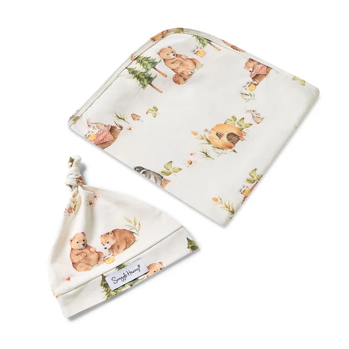 Snuggle Hunny Baby Jersey Wrap & Beanie Set - Bear