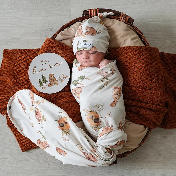 Snuggle Hunny Baby Jersey Wrap & Beanie Set - Bear