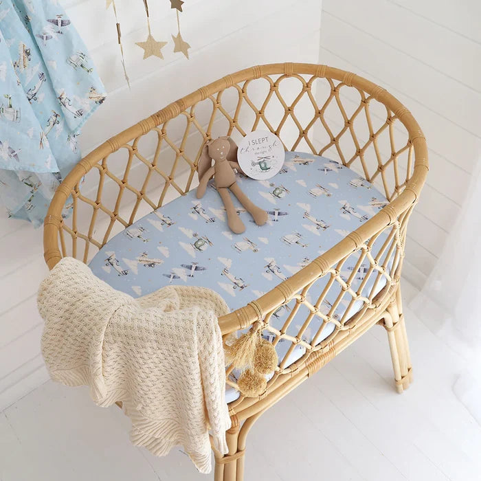 Snuggle Hunny Bassinet Sheet & Change Pad Cover - Taking Flight