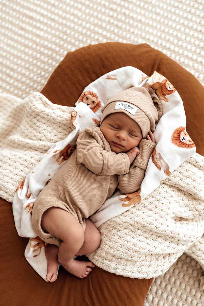 Snuggle Hunny Organic Ribbed Long Sleeve Bodysuit - Pebble