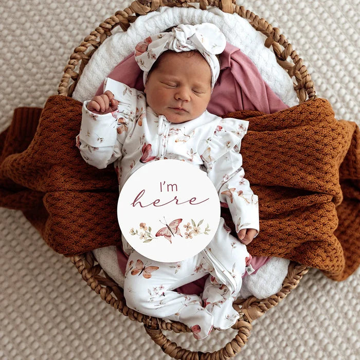 Snuggle Hunny Reversible Milestone Cards -  Butterfly & Pink Sand