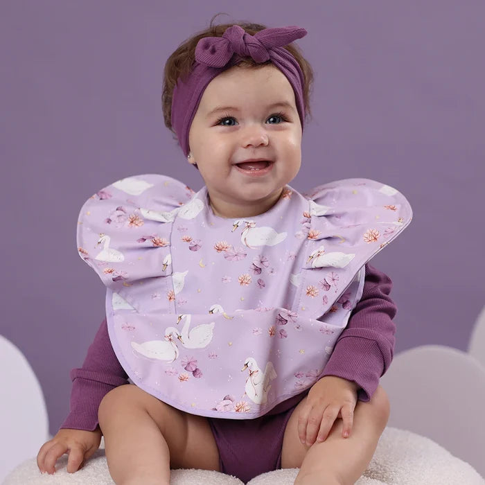 Snuggle Hunny Waterproof Frill Snuggle Bib - Swan Lake