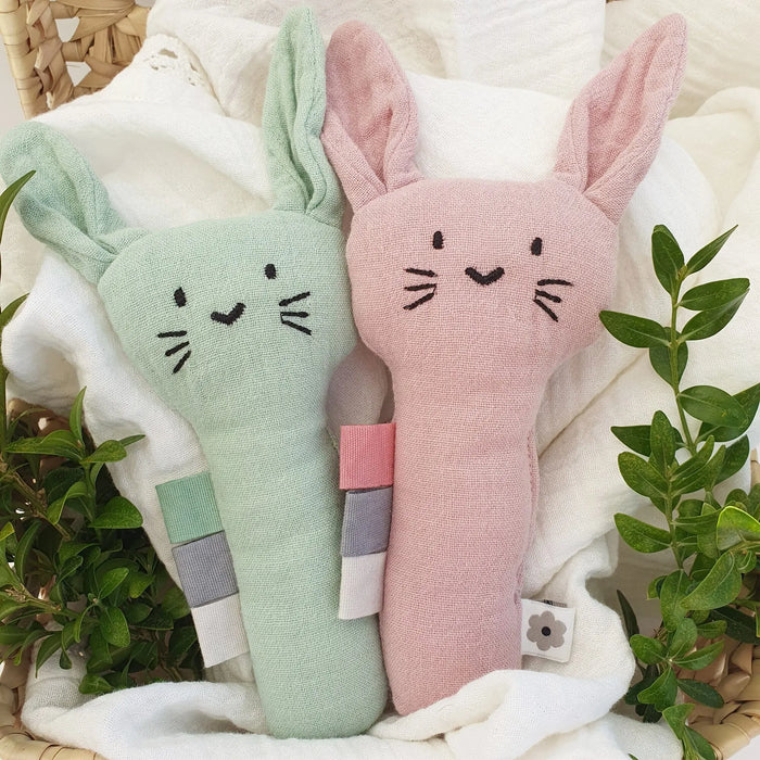 Soft Rabbit Rattle - Dusky Pink Rattle Summerville