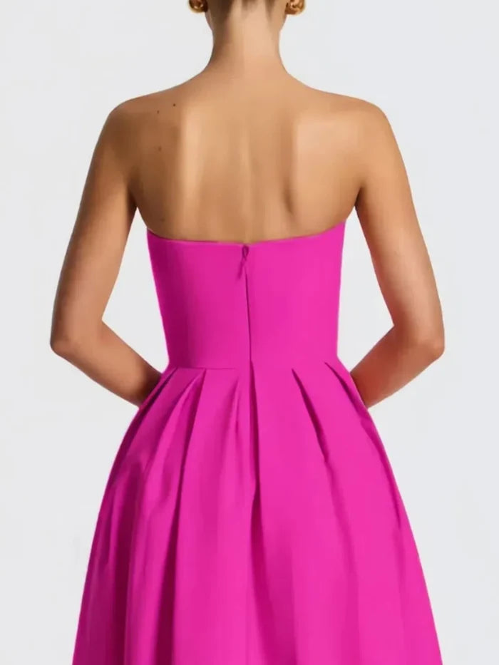 Solid Color Tube Midi Dress