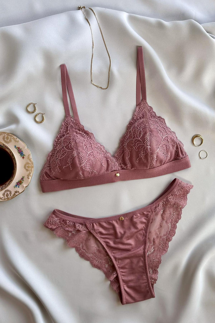 coffee rose Bralette mit Pads und Spitze fair nachhaltig