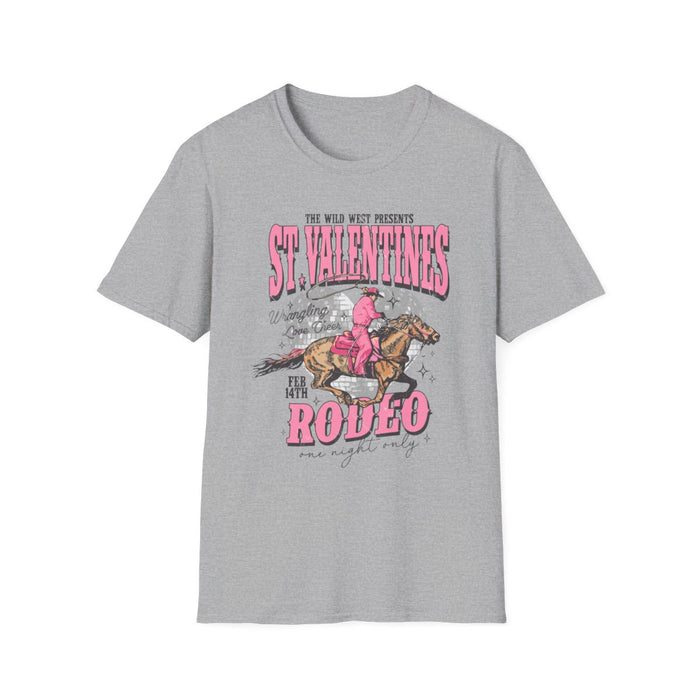 white t-shirt with western rodeo cowgirl valentine's theme