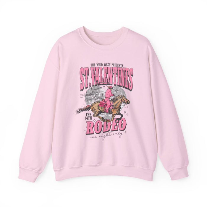 sport grey sweatshirt with bold rodeo and romantic valentine's graphic