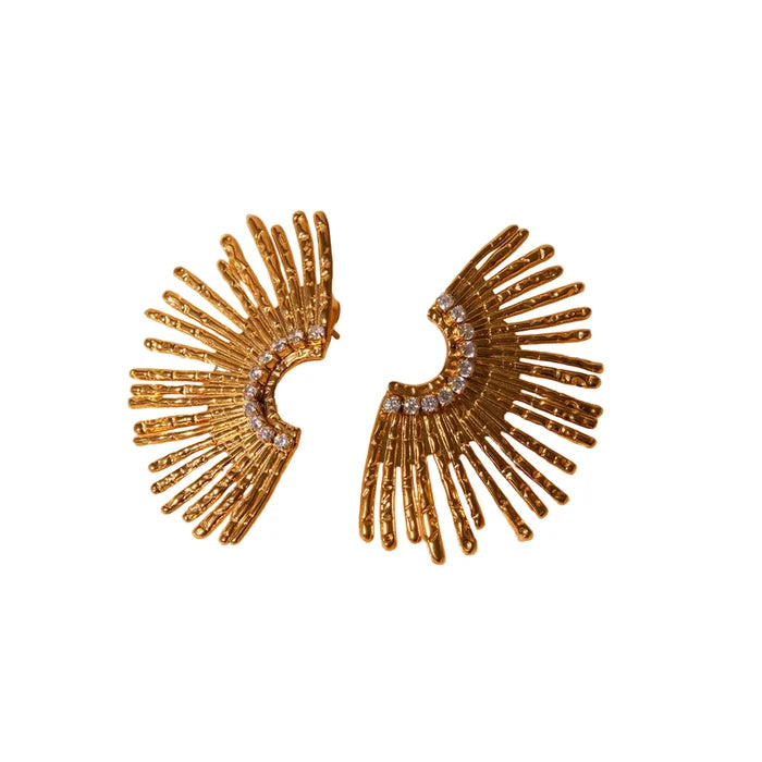 Stainless Steel Inlaid Zircon Stud Earrings