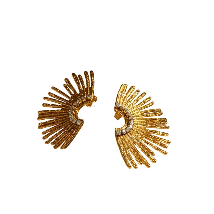 Stainless Steel Inlaid Zircon Stud Earrings