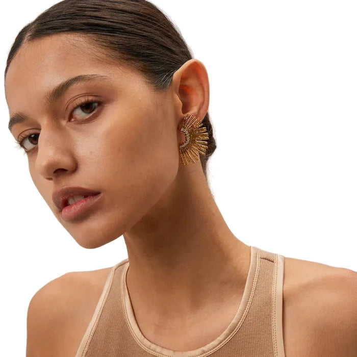 Stainless Steel Inlaid Zircon Stud Earrings