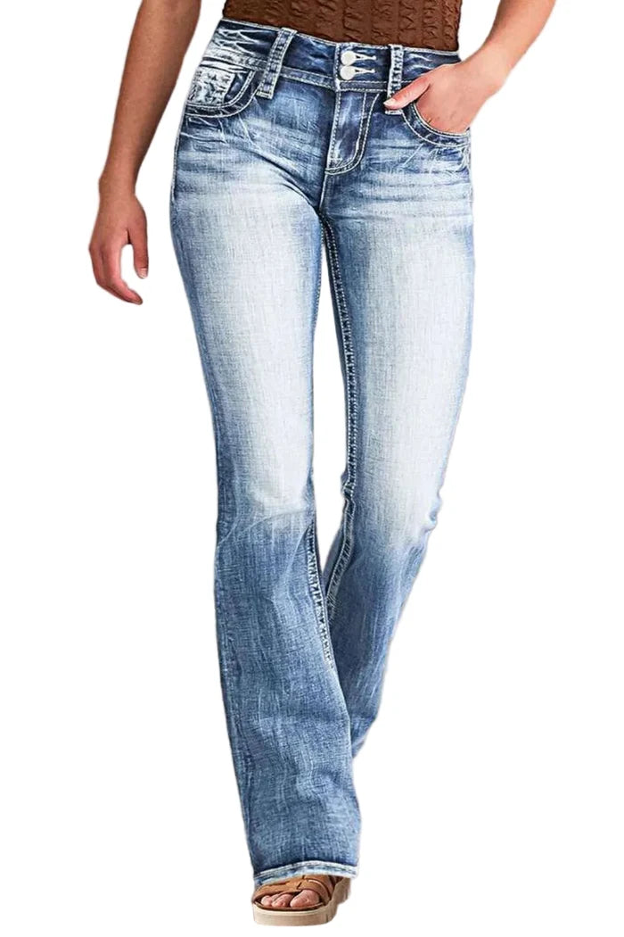 Star Embroidered Bootcut Jeans