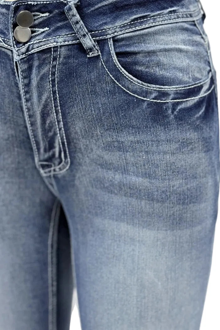 Star Embroidered Bootcut Jeans