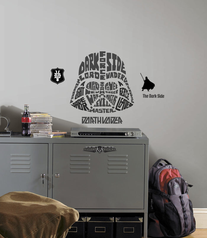 Star Wars Typographic Darth Vadar Peel and Stick Giant Wall Decals