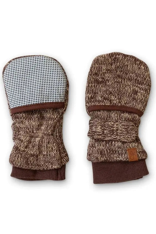 Stay-On Scratch Mittens, Knit Mitts, Bark Goumikids
