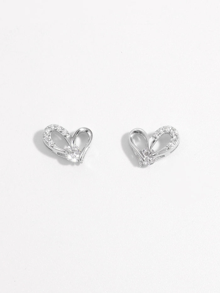 Sterling Silver Zircon Heart Earrings - Dazzling Fashion Gift