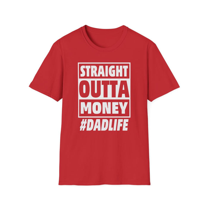 navy t-shirt with straight outta money dad life design front print