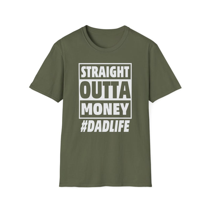 dark chocolate t-shirt with straight outta money funny dad slogan