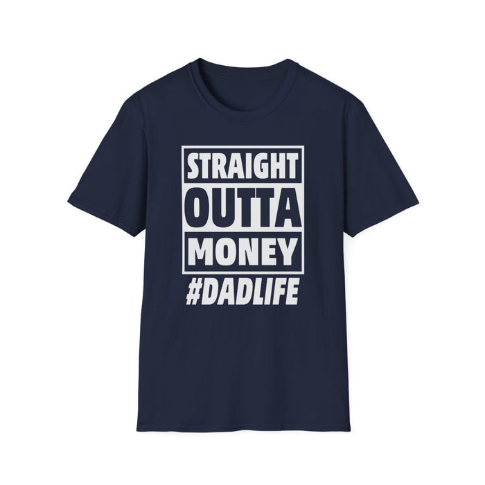 dark heather t-shirt with straight outta money streetwear dad design