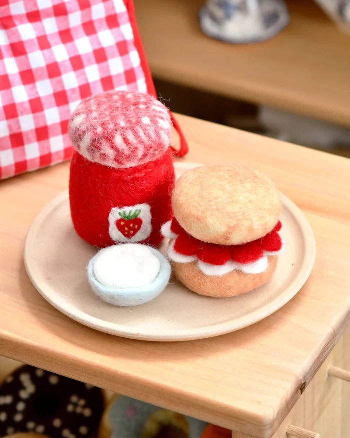 Strawberry Jam and Scones Set Felt Play Food