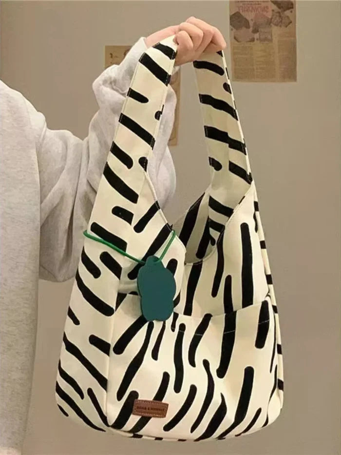 Striped Pattern Casual Handbag