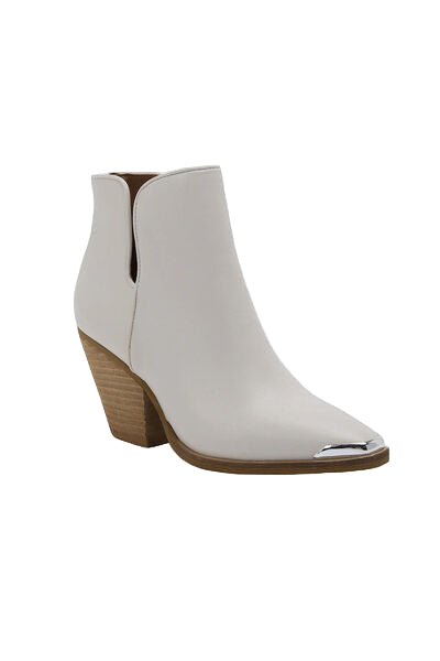 Stylish Block Heel Ankle Boots with Metal-Tip Toe Design
