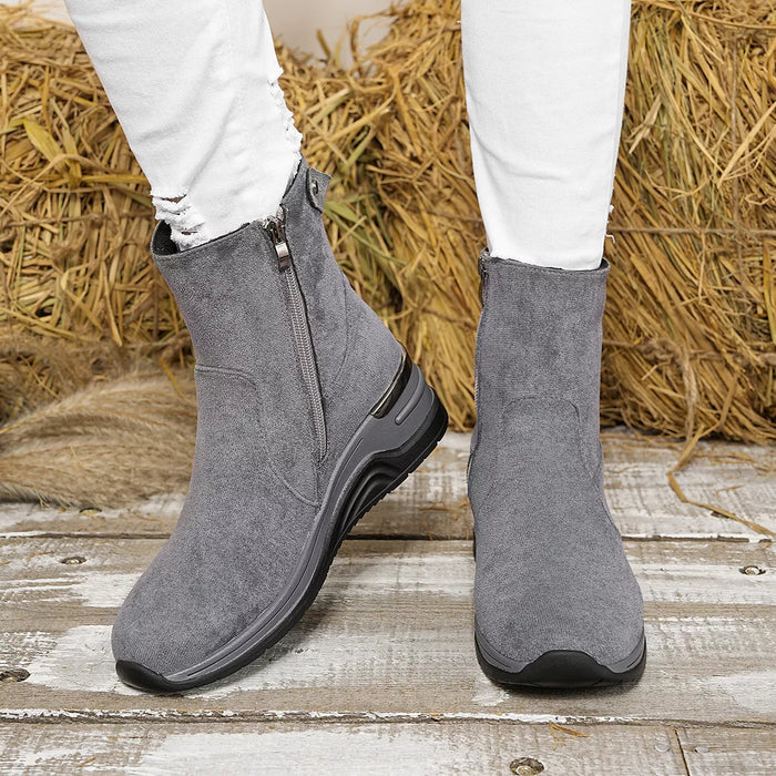 Suede Ankle Boots with Wedge Heel