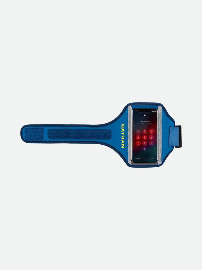 color:Deep Blue/Safety Yellow||seo:Nathan Super 5K Smartphone Armband - Deep Blue/Safety Yellow - Velcro Strap Detail View