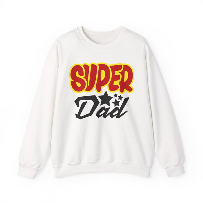 white sweatshirt with super dad graphic for fathers day gift