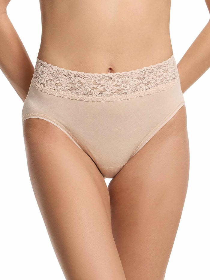 Chai Supima® Cotton French Brief with lace waistband - Front View | Hanky Panky