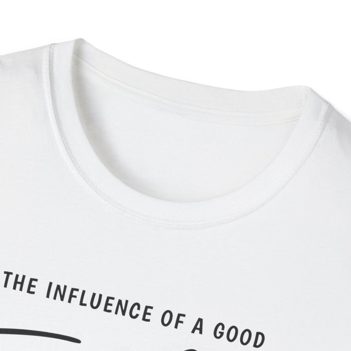 teacher influence t-shirt close-up of printed typography design detail