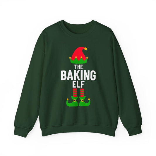 maroon sweatshirt with baking elf Christmas design