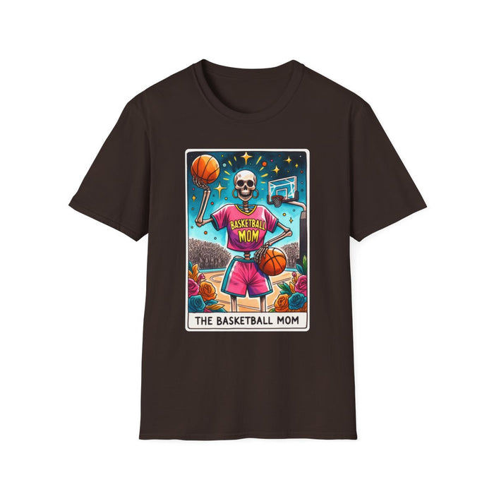 light blue t-shirt with basketball mom tarot design for game day wear