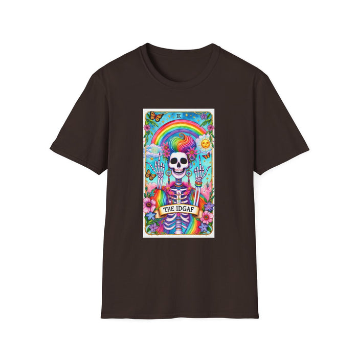 The IDGAF Skeleton Tarot Card Graphic T-Shirt - funny t-shirt by Cheeky Business