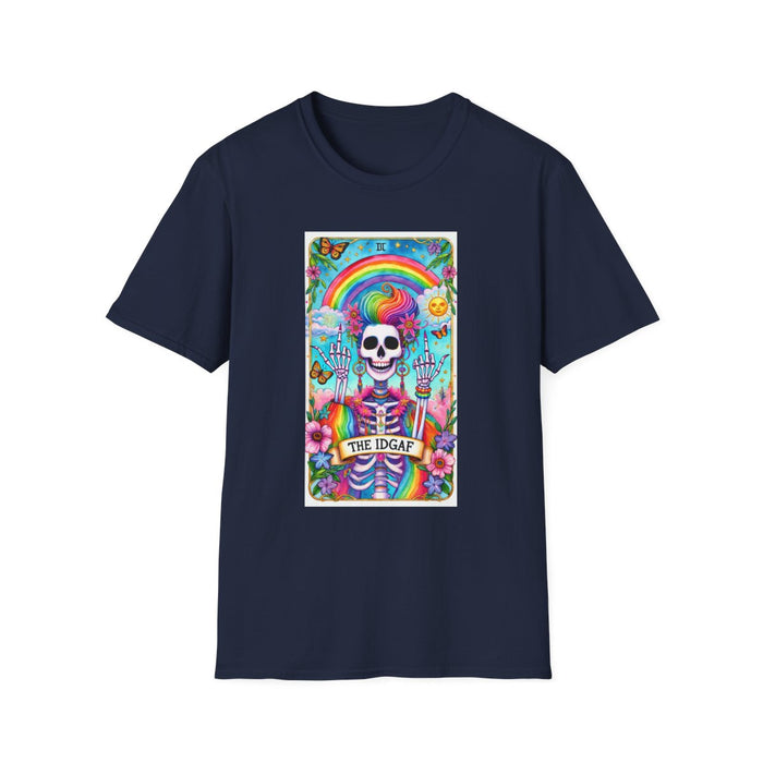 The IDGAF Skeleton Tarot Card Graphic T-Shirt - funny t-shirt by Cheeky Business