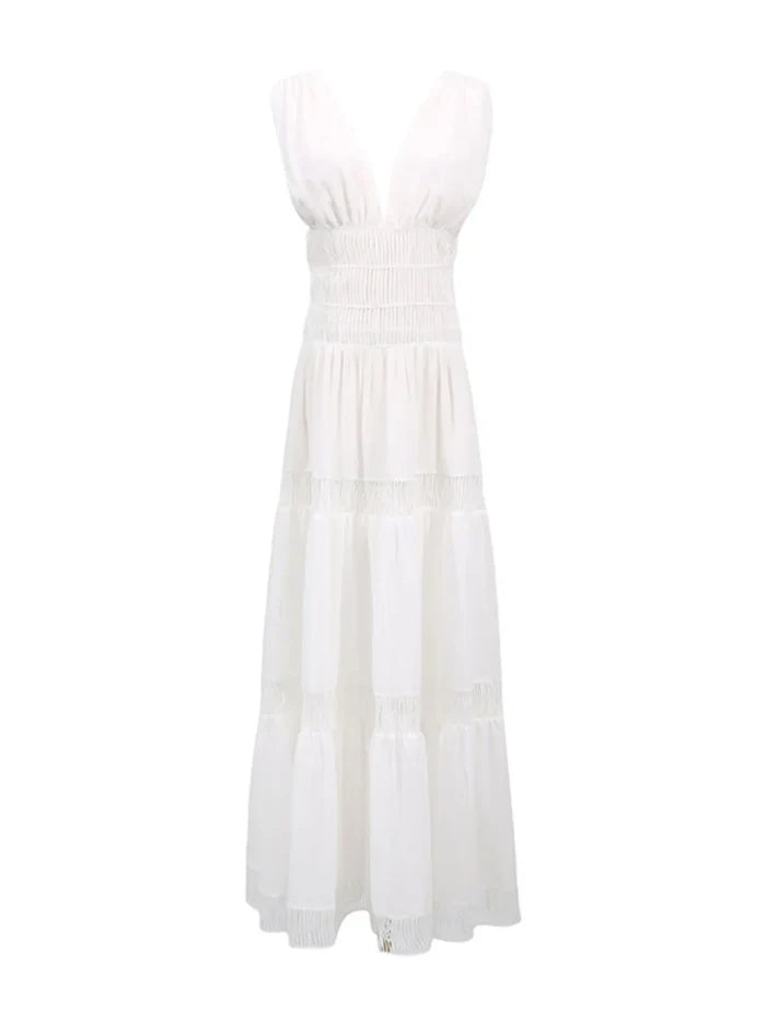 Tiered V-Neck Sleeveless Maxi Dress