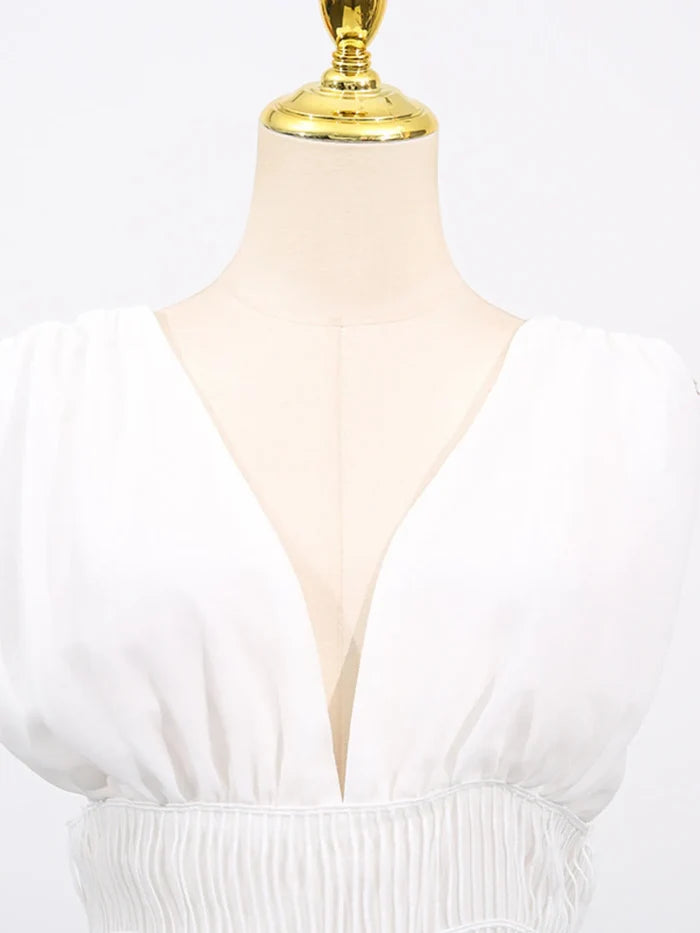 Tiered V-Neck Sleeveless Maxi Dress