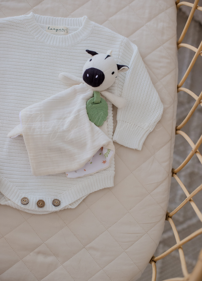 Tikiri Zoo Organic Comforter with Rubber Teether