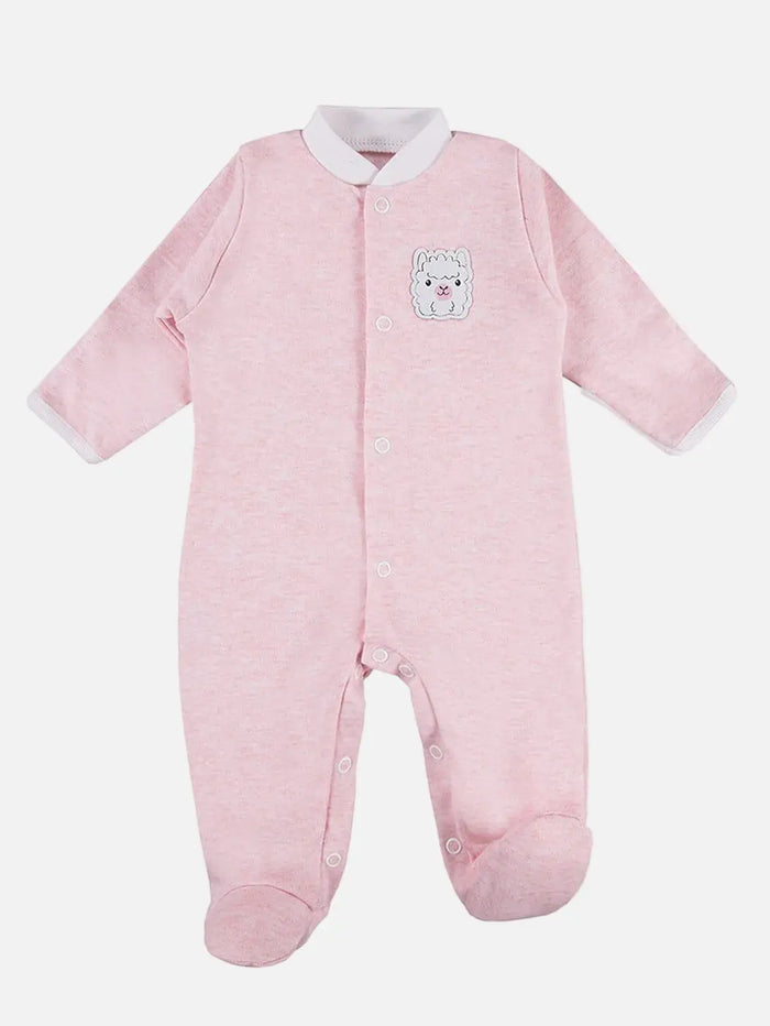 Tiny Baby Footed Sleepsuit, Cute Alpaca Design - Pink Sleepsuit / Babygrow EEVI