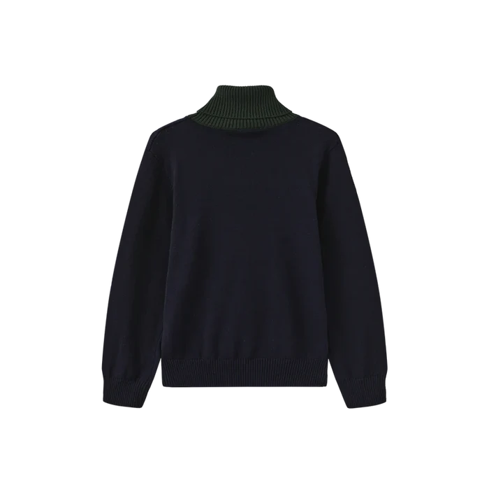 top l/s bear knit turtleneck - navy