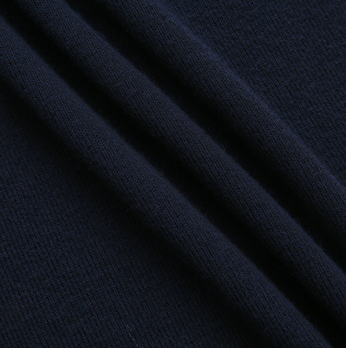 top l/s ruffle trim knit sweater - navy